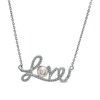 Thumbnail Image 0 of 5.0mm Cultured Freshwater Pearl and Diamond Accent Beaded Cursive "Love" Necklace in Sterling Silver