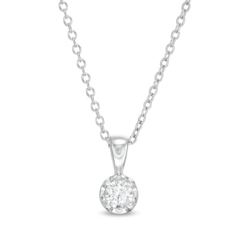 Main Image 1 of 1/10 CT. Diamond Solitaire Pendant in 10K White Gold (J/I3)