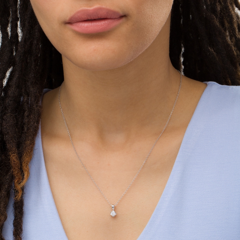 Main Image 2 of 1/10 CT. Diamond Solitaire Pendant in 10K White Gold (J/I3)
