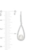 Thumbnail Image 3 of 5.5-6.0mm Freshwater Cultured Pearl and White Lab-Created Sapphire Frame Open Teardrop Earrings in Sterling Silver