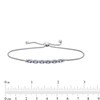 Thumbnail Image 2 of Sideways Oval Tanzanite and White Lab-Created Sapphire Six Stone Alternating Bolo Bracelet in Sterling Silver - 9"