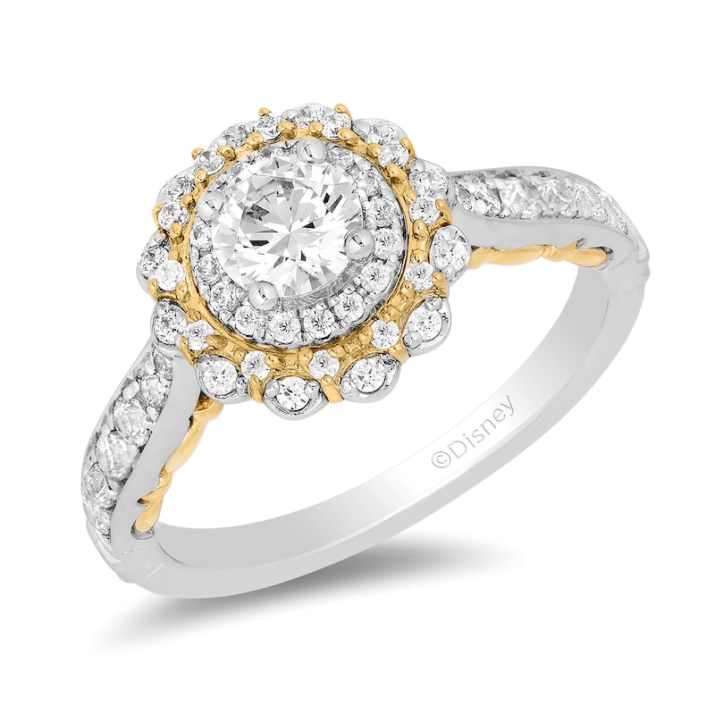 Main Image 1 of Collector's Edition Enchanted Disney Beauty and the Beast Diamond Engagement Ring in 14K Two-Tone Gold