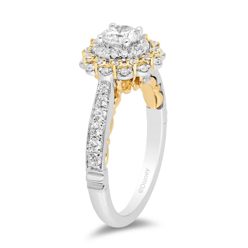 Main Image 2 of Collector's Edition Enchanted Disney Beauty and the Beast Diamond Engagement Ring in 14K Two-Tone Gold