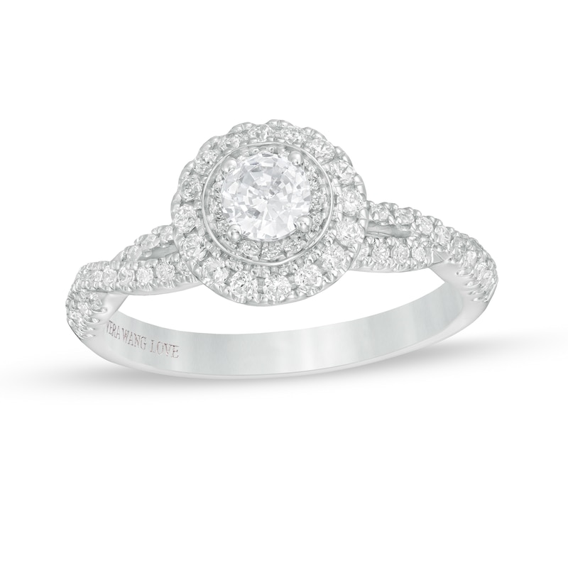 Main Image 1 of Vera Wang Love Collection 3/4 CT. T.W. Diamond Double Frame Twist Shank Engagement Ring in 14K White Gold