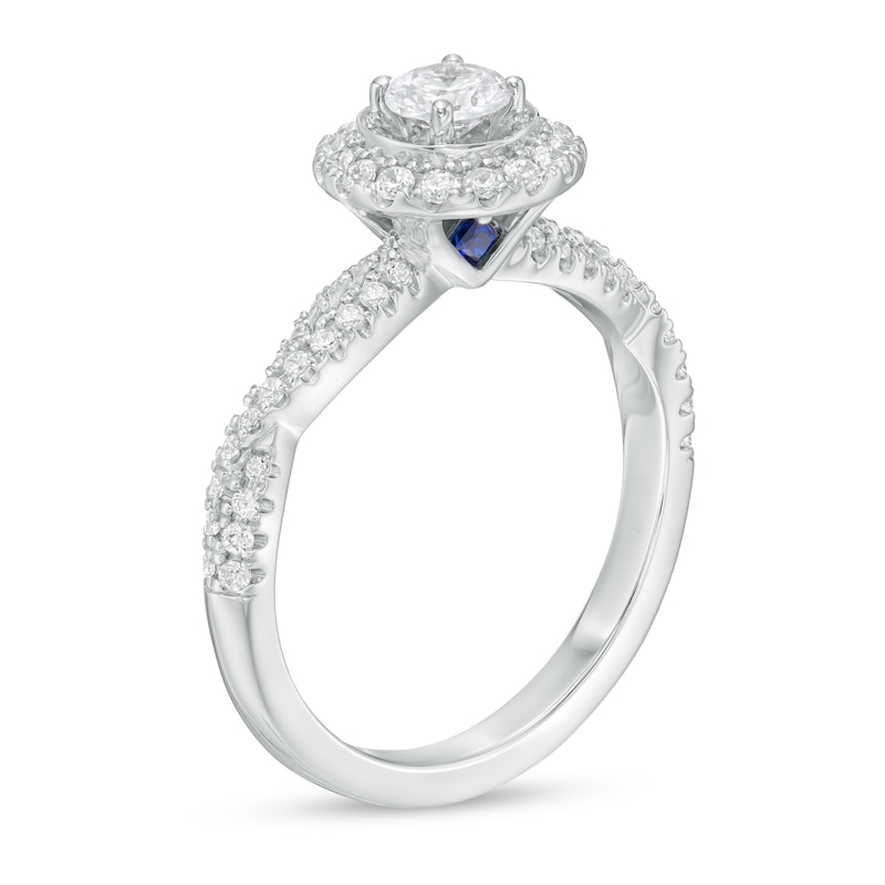 Main Image 3 of Vera Wang Love Collection 3/4 CT. T.W. Diamond Double Frame Twist Shank Engagement Ring in 14K White Gold