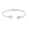Thumbnail Image 1 of 6.0mm Button Freshwater Cultured Pearl and White Lab-Created Sapphire Frame Cuff in Sterling Silver