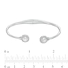 Thumbnail Image 1 of 6.0mm Button Cultured Freshwater Pearl and White Lab-Created Sapphire Frame Cuff in Sterling Silver