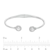 Thumbnail Image 2 of 6.0mm Button Freshwater Cultured Pearl and White Lab-Created Sapphire Frame Cuff in Sterling Silver