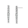 Thumbnail Image 1 of White Lab-Created Sapphire Graduated Nine Stone Linear Drop Earrings in Sterling Silver