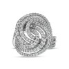 Thumbnail Image 1 of White Lab-Created Sapphire Rosette Swirl Ring in Sterling Silver