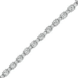 White Lab-Created Sapphire Large and Small Alternating Line Bracelet in Sterling Silver - 7.25&quot;