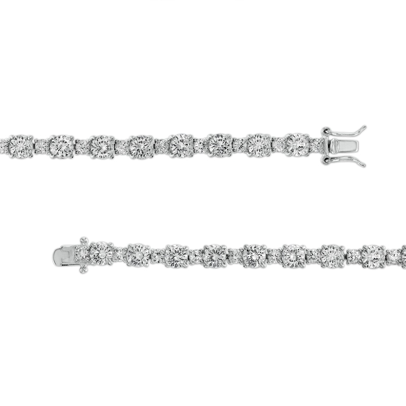Main Image 2 of White Lab-Created Sapphire Large and Small Alternating Line Bracelet in Sterling Silver - 7.25"