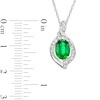 Thumbnail Image 3 of Oval Lab-Created Emerald and White Lab-Created Sapphire Cascading Flame Pendant and Drop Earrings Set in Sterling Silver