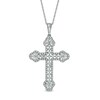 Thumbnail Image 1 of 1-1/2 CT. T.W. Diamond Scallop Edge Cross Pendant in 10K White Gold