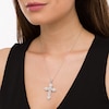 Thumbnail Image 2 of 1-1/2 CT. T.W. Diamond Scallop Edge Cross Pendant in 10K White Gold