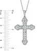 Thumbnail Image 3 of 1-1/2 CT. T.W. Diamond Scallop Edge Cross Pendant in 10K White Gold