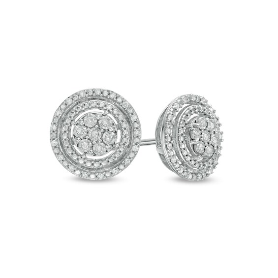 1/6 CT. T.W. Composite Diamond Double Frame Stud Earrings in Sterling Silver 1/6 CT. T.W. Composite Diamond Double Frame Stud Earrings in Sterling Silver