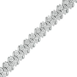 1/2 CT. T.W. Diamond Swirl Line Bracelet in Sterling Silver – 7.5&quot;