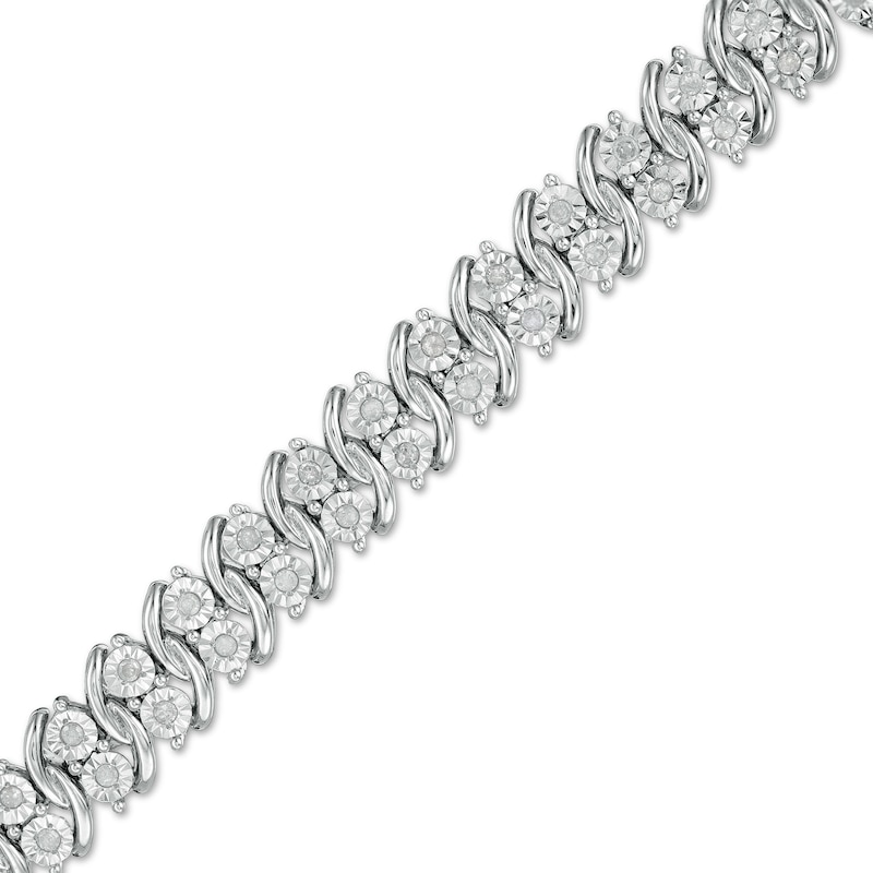 1/2 CT. T.W. Diamond Swirl Line Bracelet in Sterling Silver – 7.5"