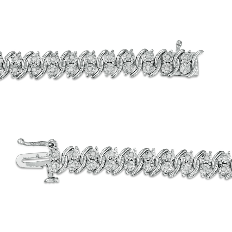 1/2 CT. T.W. Diamond Swirl Line Bracelet in Sterling Silver – 7.5"