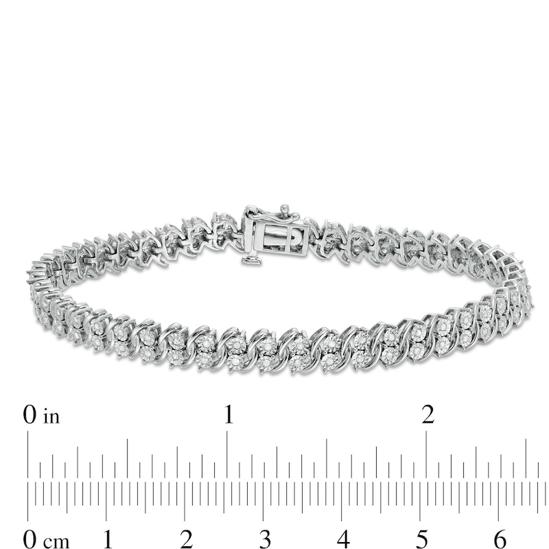 1/2 CT. T.W. Diamond Swirl Line Bracelet in Sterling Silver – 7.5"