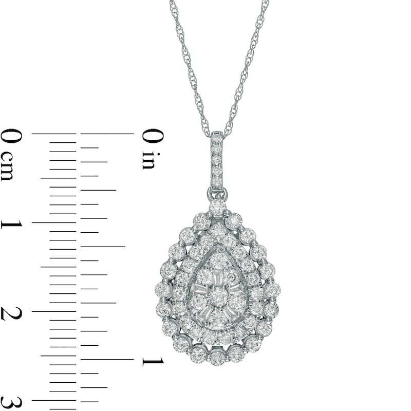 1 CT. T.W. Composite Pear-Shaped Diamond Double Frame Pendant in 10K White Gold