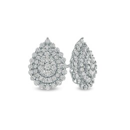 1 CT. T.W. Composite Pear-Shaped Diamond Double Frame Stud Earrings in 10K White Gold