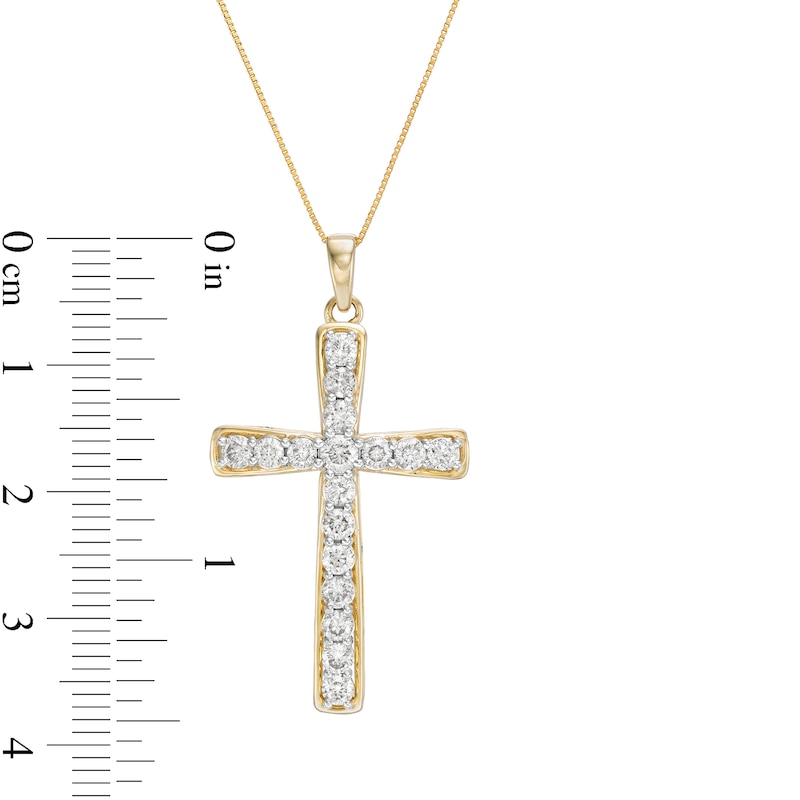 Main Image 3 of 1 CT. T.W. Diamond Cross Pendant in 10K Gold