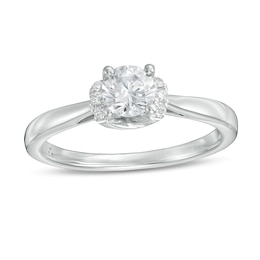 1/2 CT. T.W. Diamond Collar Engagement Ring in 14K White Gold (I/I2)