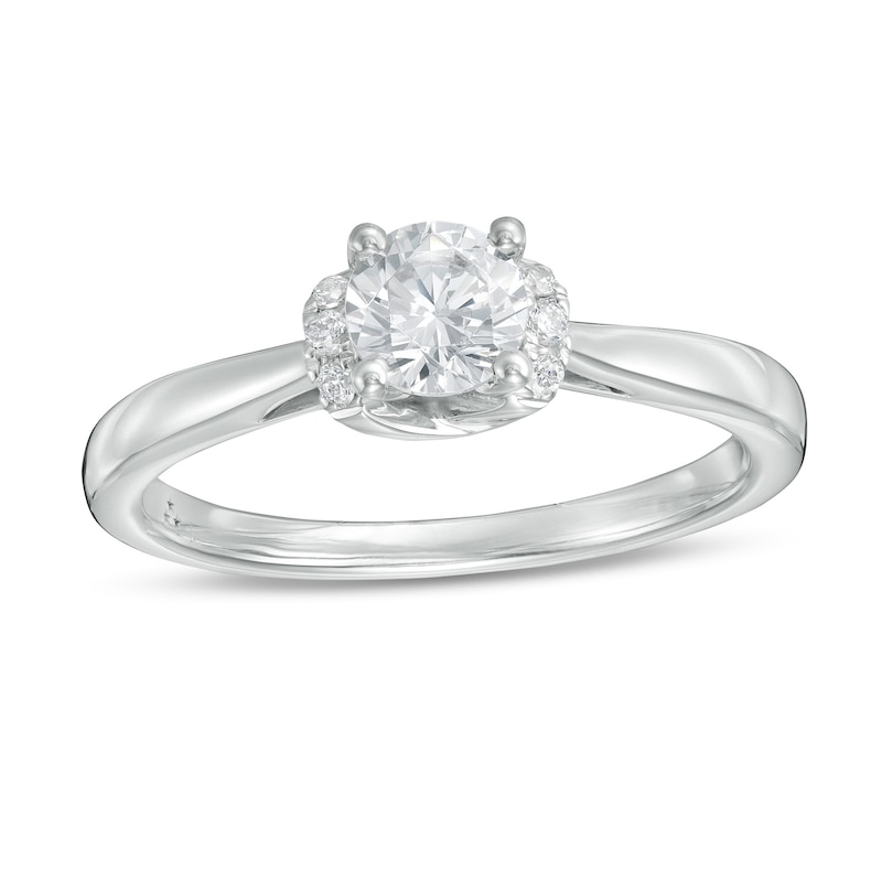 Main Image 1 of 1/2 CT. T.W. Diamond Collar Engagement Ring in 14K White Gold (I/I2)
