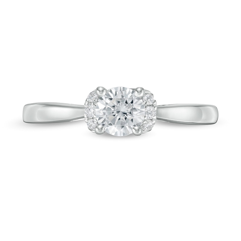 Main Image 4 of 1/2 CT. T.W. Diamond Collar Engagement Ring in 14K White Gold (I/I2)