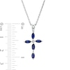 Thumbnail Image 2 of Marquise Blue and White Lab-Created Sapphire Cross Pendant in Sterling Silver