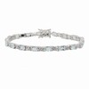 Thumbnail Image 1 of Oval Aquamarine and White Zircon "XO" Bracelet in Sterling Silver - 7.5"