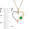 Thumbnail Image 1 of 3.0mm Lab-Created Emerald and 1/20 CT. T.W. Diamond "MOM" Loop Heart Pendant in 10K Gold