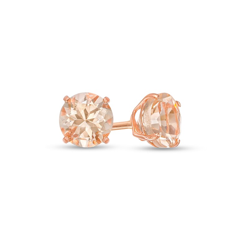 Main Image 1 of 5.0mm Morganite Solitaire Stud Earrings in 10K Rose Gold