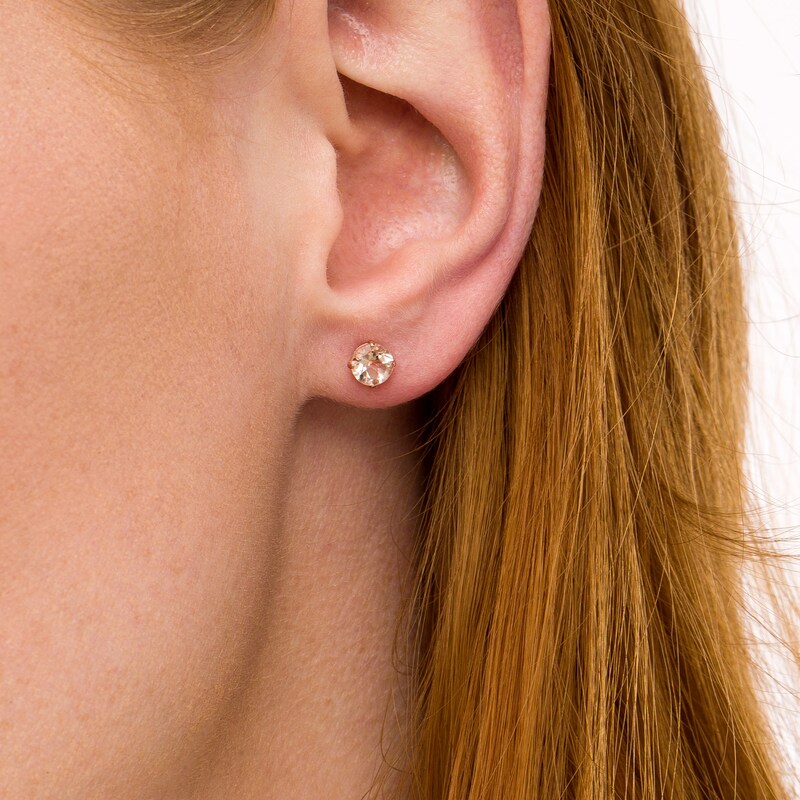 Main Image 2 of 5.0mm Morganite Solitaire Stud Earrings in 10K Rose Gold