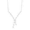 Thumbnail Image 0 of 1 CT. T.W. Baguette and Round Diamond Double Curved Necklace in 10K White Gold – 17"