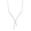 Thumbnail Image 0 of 1 CT. T.W. Baguette and Round Diamond Double Curved Necklace in 10K White Gold – 17"