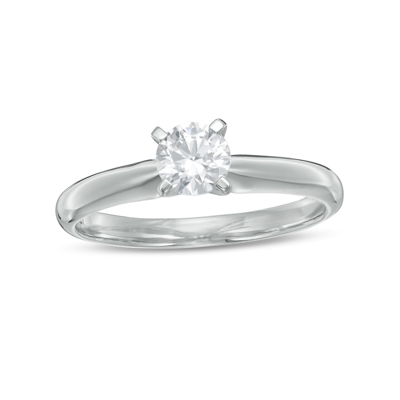 Main Image 1 of 1/2 CT. Certified Diamond Solitaire Engagement Ring in 14K White Gold (J/I1)