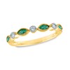 Thumbnail Image 1 of Marquise Emerald and 1/20 CT. T.W. Diamond Alternating Art Deco Vintage-Style Band in 14K Gold