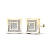 Thumbnail Image 0 of Men's 1/4 CT. T.W. Square Composite Diamond Frame Concave Stud Earrings in 14K Gold