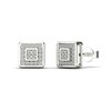Men's 1/10 CT. T.W. Quad Diamond Square Frame Stud Earrings in 14K White Gold