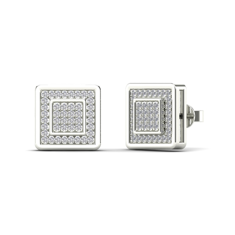 Main Image 1 of 1/5 CT. T.W. Square Composite Diamond Frame Stud Earrings in 14K White Gold
