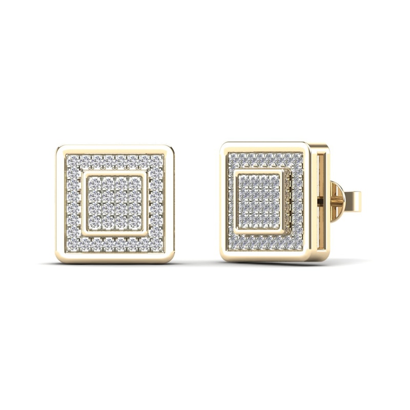 Men's 1/5 CT. T.W. Square Composite Diamond Frame Stud Earrings in 14K Gold