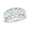 Thumbnail Image 1 of 1 CT. T.W. Diamond Flower Clusters Open Shank Ring in 10K White Gold