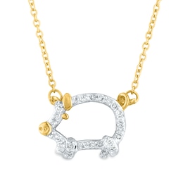 1/10 CT. T.W. Diamond Pig Outline Necklace in 10K Gold - 16&quot;