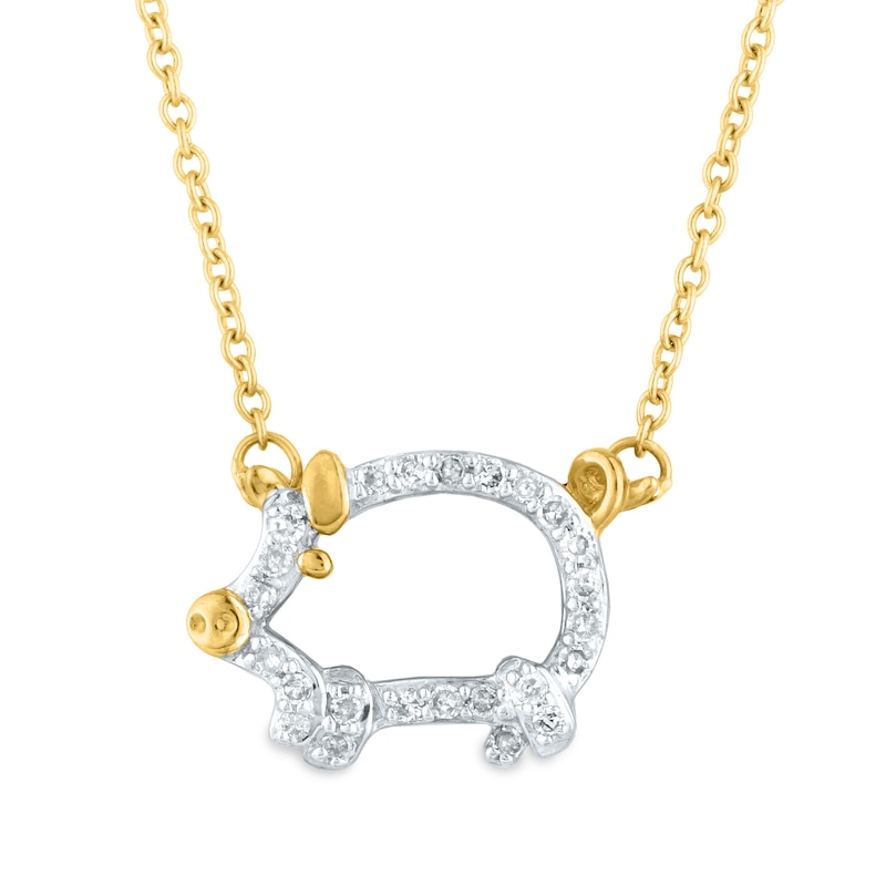 Main Image 1 of 1/10 CT. T.W. Diamond Pig Outline Necklace in 10K Gold - 16"