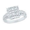 Thumbnail Image 1 of 1 CT. T.W. Princess-Cut Composite Diamond Frame Triple Row Engagement Ring in 14K White Gold