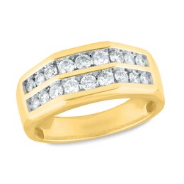 Men's 1 CT. T.W. Diamond Channel Double Row Wedding Band in 10K Gold