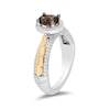 Thumbnail Image 2 of Enchanted Disney Pocahontas Oval Smoky Quartz and 1/3 CT. T.W. Diamond Frame Engagement Ring in 14K Two-Tone Gold